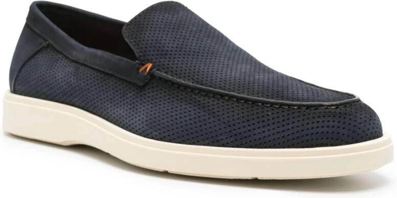 Santoni Blauwe Casual Gesloten Loafers Blue Heren