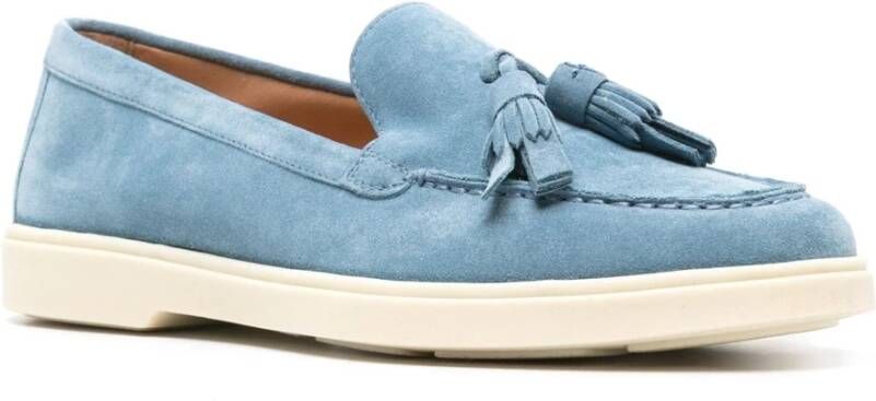 Santoni Blauwe Casual Gesloten Loafers met Rubberen Zool Blue Dames