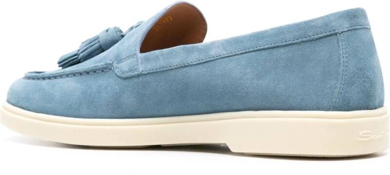 Santoni Blauwe Casual Gesloten Loafers met Rubberen Zool Blue Dames