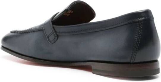 Santoni Blauwe Leren Band Hak Sandaal Black Heren