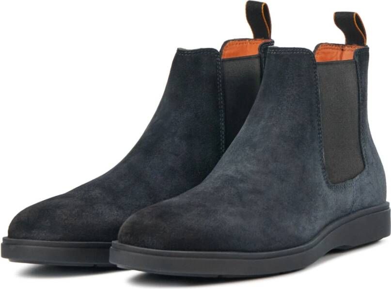 Santoni Blauwe Leren Laarzen Blauw Heren