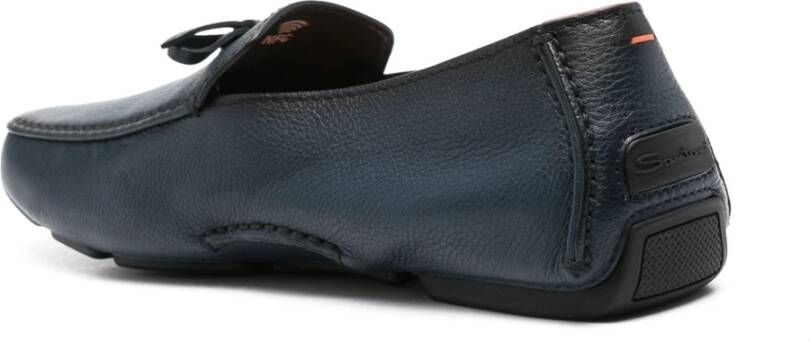 Santoni Blauwe Leren Loafers Casual Flats Blue Heren