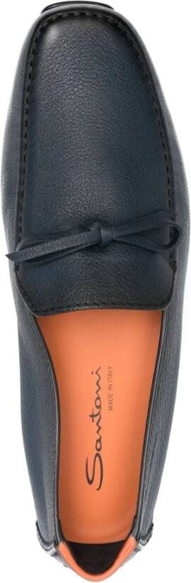 Santoni Blauwe Leren Loafers Casual Flats Blue Heren