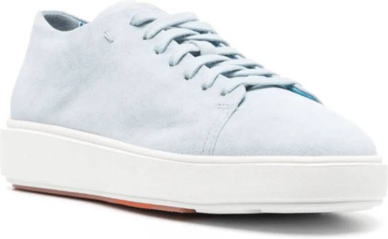 Santoni Blauwe Leren Sneakers met Logo Detail Blue Dames