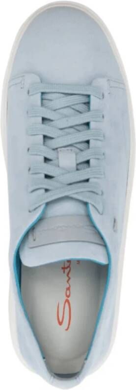 Santoni Blauwe Leren Sneakers met Logo Detail Blue Dames