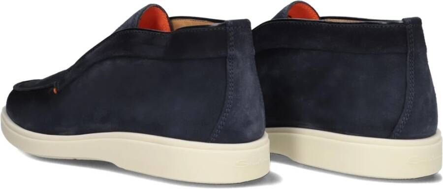 Santoni Blauwe Suède Instapper Detroit Blue Heren