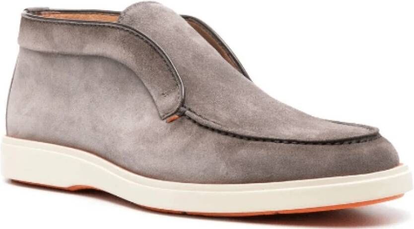 Santoni Grijze Suède Slip-On Enkellaarzen Grijs Heren