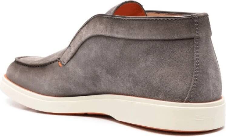 Santoni Grijze Suède Slip-On Enkellaarzen Grijs Heren