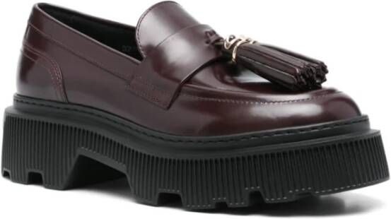 Santoni Bourgondisch Kalfsleer Loafers Kwastjes Red Dames