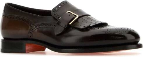 Santoni Bourgondische Leren Loafers Stijlvolle Schoenen Brown Heren