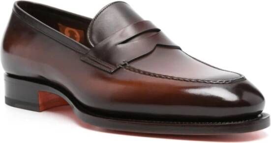 Santoni Bruin Degrade Klassieke Leren Schoenen Brown Heren