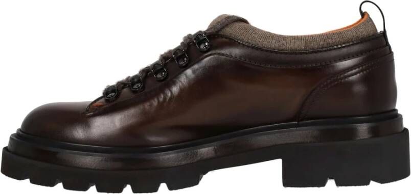 Santoni Bruin Leren Alpine Platte Schoenen Brown Heren