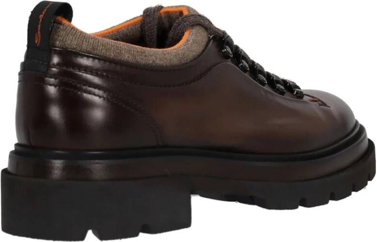 Santoni Bruin Leren Alpine Platte Schoenen Brown Heren