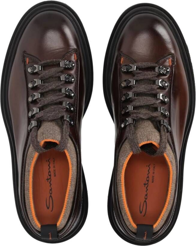 Santoni Bruin Leren Alpine Platte Schoenen Brown Heren