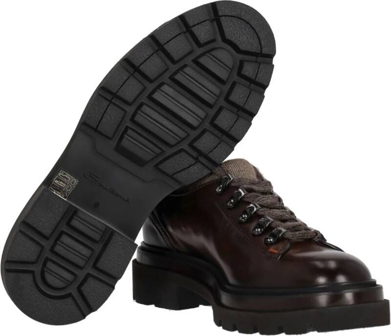 Santoni Bruin Leren Alpine Platte Schoenen Brown Heren