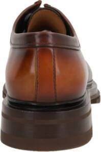 Santoni Bruin Leren Derby Platte Schoenen Brown Heren