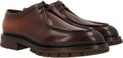 Santoni Bruin Leren Derby Platte Schoenen Brown Heren