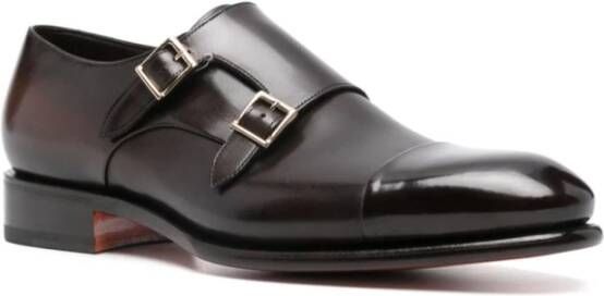 Santoni Bruine Monk Strap Leren Sandalen Brown Heren