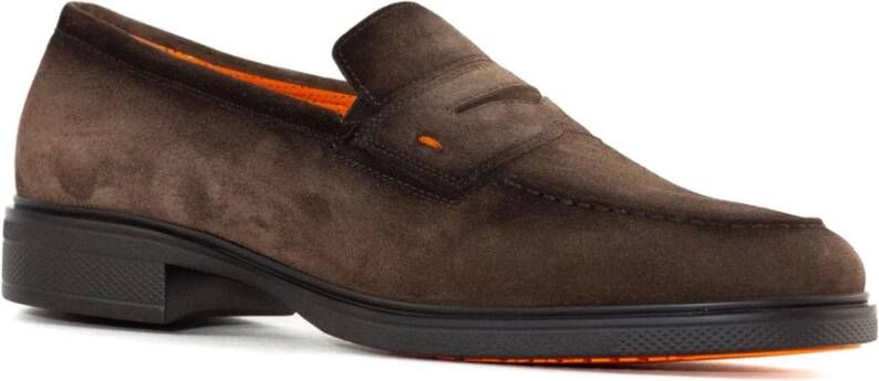 Santoni Bruin Leren Instap Mocassin Schoenen Brown Heren