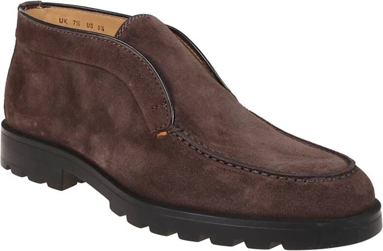 Santoni Bruin Leren Jas Elegante Stijl Brown Heren