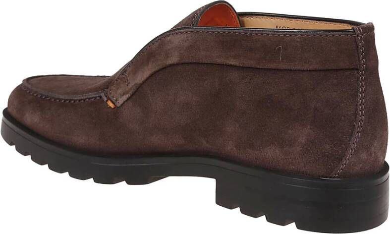 Santoni Bruin Leren Jas Elegante Stijl Brown Heren