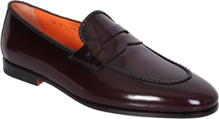 Santoni Bruin Leren Loafers Mocass PEL Spazz.to MAR Tm Bor Brown Heren