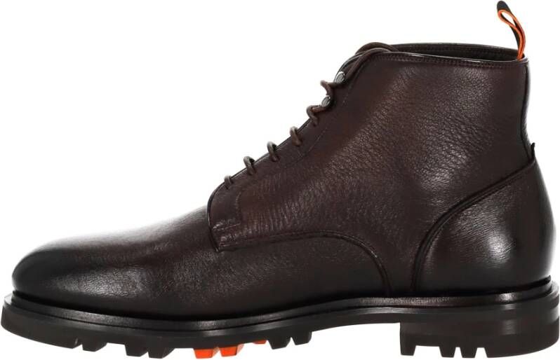 Santoni Bruin Leren Logan Platte Schoenen Brown Heren