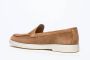 Santoni Bruin Leren Mocassins Platte Rubberen Zool Brown Dames - Thumbnail 3