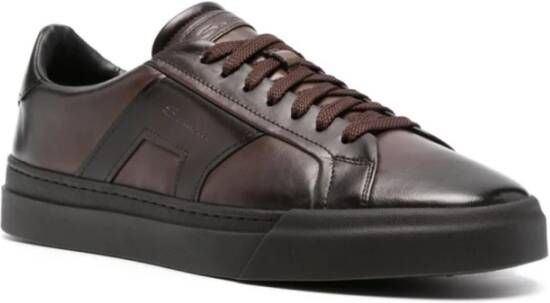 Santoni Bruin Leren Veterschoenen Brown Heren