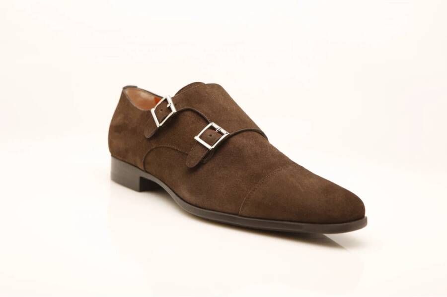 Santoni Bruin Smoke Dubbele Gespschoen Brown Heren