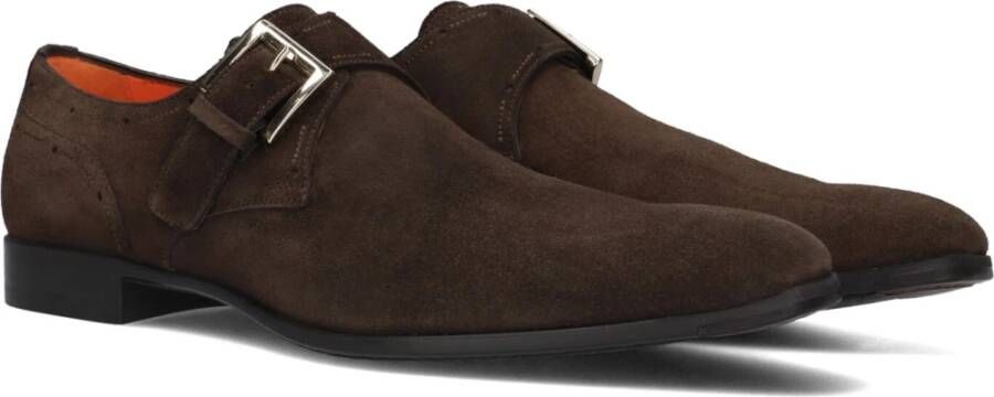 Santoni Bruin Suède Monk Strap Schoenen Brown Heren