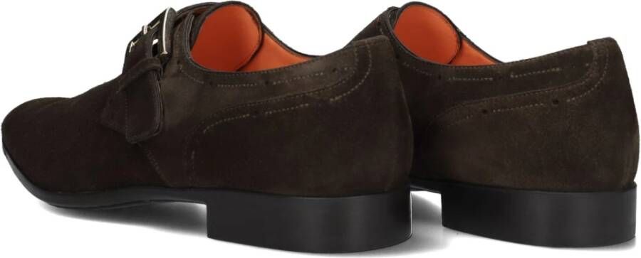 Santoni Bruin Suède Monk Strap Schoenen Brown Heren