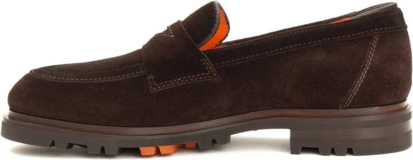 Santoni Bruine Casual-Chic Mocassin met Moderne Details Brown Heren