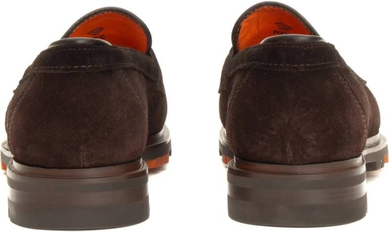 Santoni Bruine Casual-Chic Mocassin met Moderne Details Brown Heren