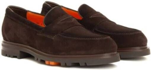 Santoni Bruine Casual-Chic Mocassin met Moderne Details Brown Heren