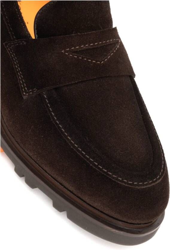 Santoni Bruine Casual-Chic Mocassin met Moderne Details Brown Heren