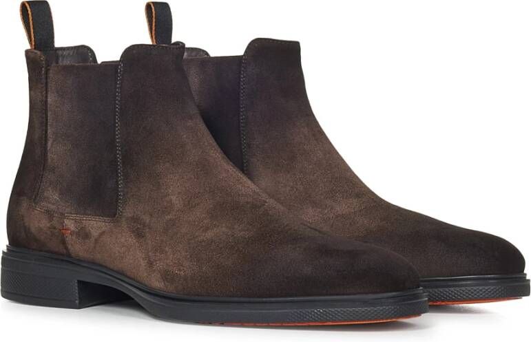 Santoni Bruine Chelsea Enkellaarzen Elegante Stijl Brown Heren