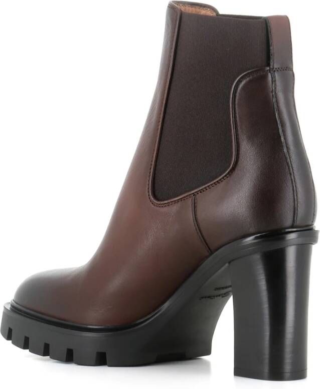 Santoni Bruine Chelsea Leren Laarzen Elastische Inzetstukken Brown Dames