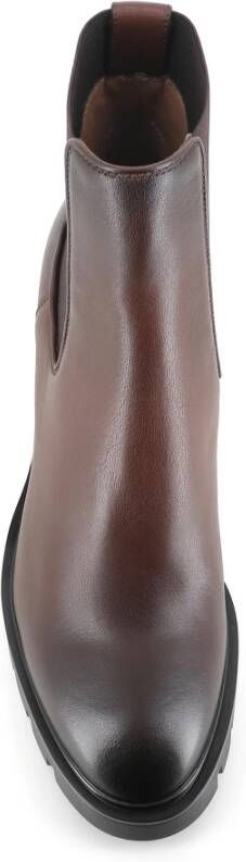 Santoni Bruine Chelsea Leren Laarzen Elastische Inzetstukken Brown Dames