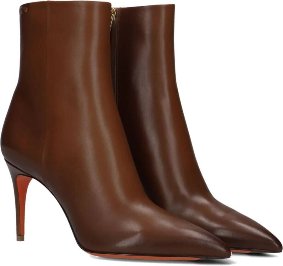 Santoni Bruine Leren Enkellaarzen Brown Dames