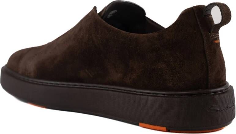 Santoni Bruine Leren Instap Sneakers Brown Heren