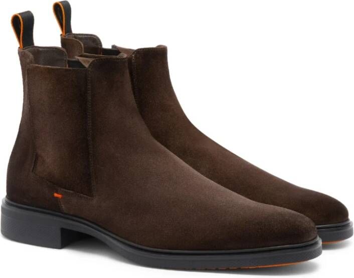 Santoni Bruine Leren Laarzen Eenvoudige Stijl Brown Heren