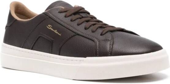 Santoni Bruine leren lage sneakers Brown Heren