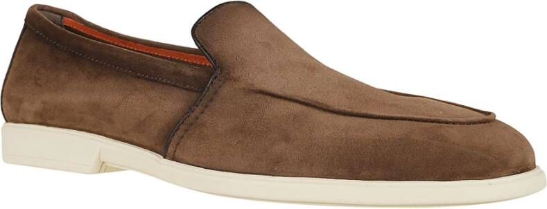 Santoni Bruine Leren Loafers voor Mannen Brown Heren