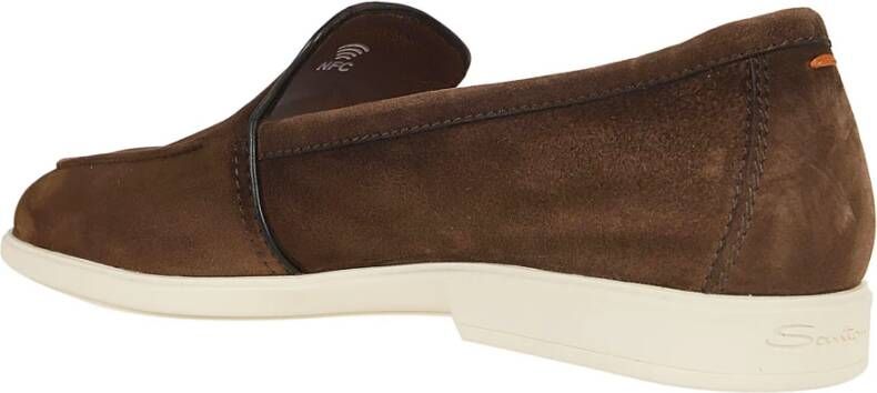 Santoni Bruine Leren Loafers voor Mannen Brown Heren