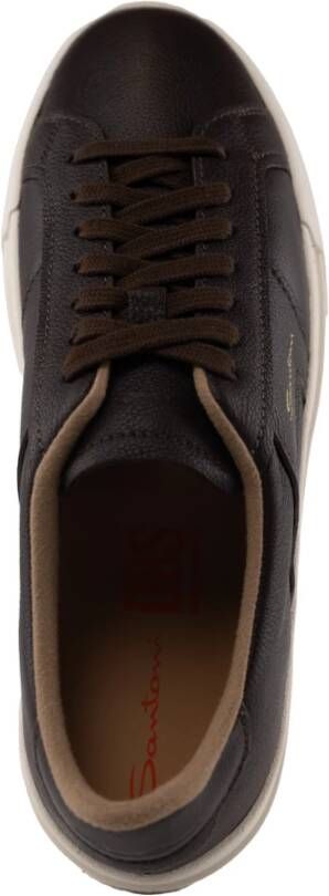 Santoni Bruine Leren Sneakers met Logo Brown Heren