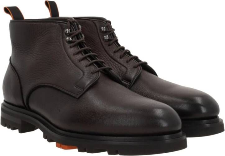 Santoni Bruine leren veterschoenen Brown Heren