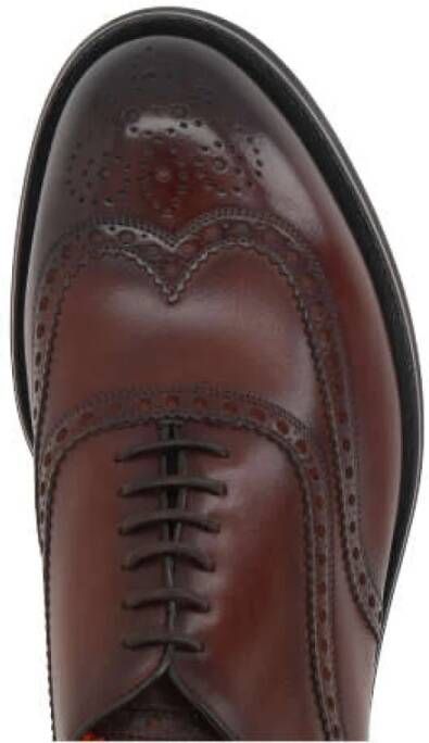 Santoni Bruine Oxford Brogue Platte Schoenen Brown Heren