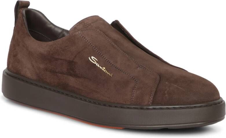 Santoni Bruine Sneakers Verhoog Stijl Comfort Brown Heren