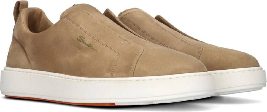 Santoni Bruine Suede Clean Icon Sneakers Brown Heren